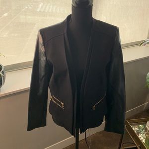 Gianni Bini black faux leather panel blazer